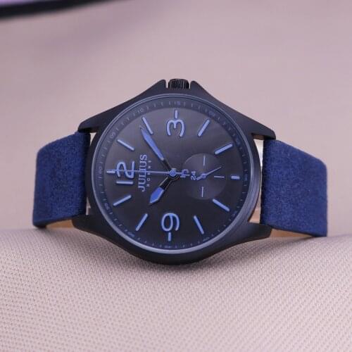 New 4 Colors 24 Hours Mens Watch Japan Quartz Man Hours Fine Fashion Real Leather Bracelet Boys Gift Julius Box 110