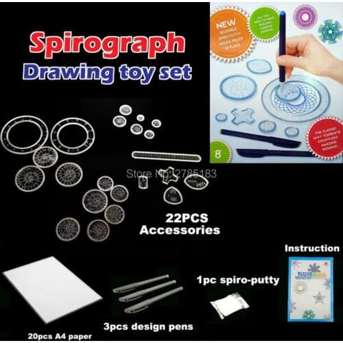 Spirograph Drawing toys set 3pcs Pens & 22PCS Accessories Draw Spiral Designs Interlocking Gears & Wheels magnetic toy for kids