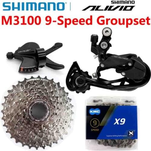 SHIMANO ALIVI M3100 9S Groupset 1x 9 Speed MTB Mountain Bike Groupset Sunshine Cassette M3100 Rear Derailleur Shift Lever KMC X9