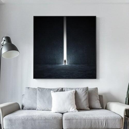 Nordic Black White building geometry corridor wall art Canvas Painting posters Prints wall Pictures for Living Room Morden Decor