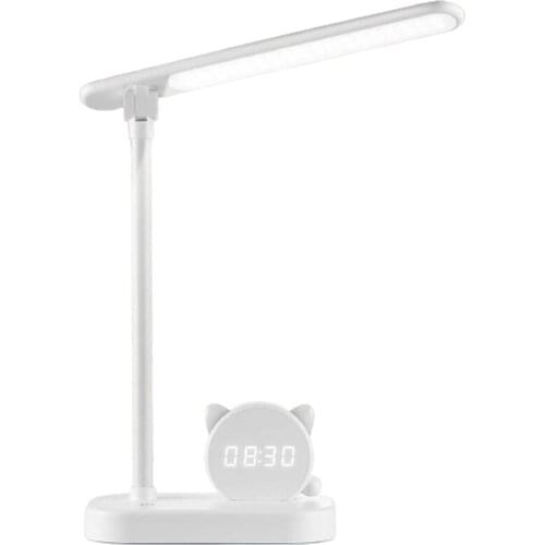 Kids Led Desk Lamp,Cute Small USB Charging Ports Portable Study Reading Desk Lights,Pen Holder Clock Eye Care Adjustable