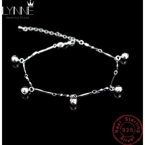 New Bohemia Bells Pendant Sexy Anklets 925 Sterling Silver Bell Sound Beach Foot Chain Bracelets Fashion Women&Girl Jewelry Gift