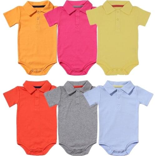 Baby Clothing Unisex Summer Short Sleeve Bodysuit Korean Style Solid Color Climbing Clothes Pure Cotton Jumpsuit 0-24m Infants