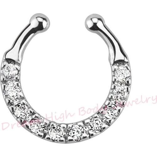 Non Piercing Fake Nose Ring Stud Hoop Septum Crystal Zircon Clear Indian Clip On Nose Ring Fashion Body Piercing Jewelry