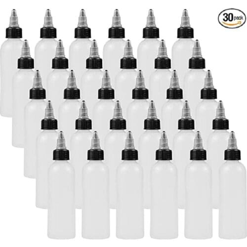30 Pack Plastic Dispensing Bottles Lab Dropping Bottles Boston Round LDPE Plastic Squeeze Bottle with Twist Top Caps(120ML)
