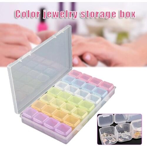 Storage Box 28 Removable Compartments Mini Grids Diamond Organizer Box for Jewelry Beads Transparent d88