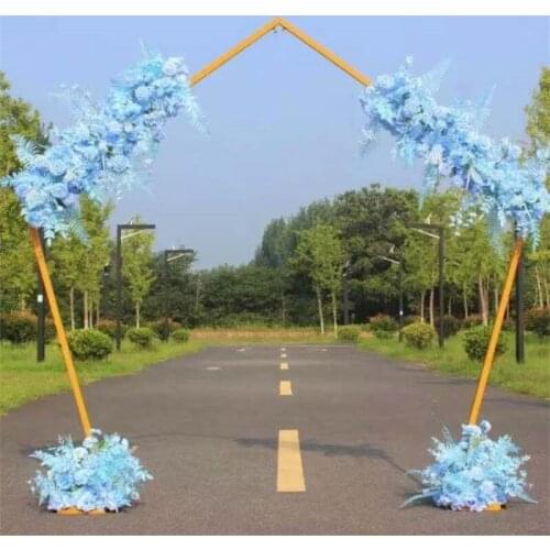 Customize Wedding Decoration Props Iron Gate Geometric Pentagon Shelf Outdoor Wedding Stage Background Decoration Backdrop Stand