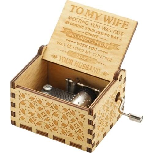 Handmade classical music box, hand-cranked wooden music are my sunshine crafts you box, X1E5