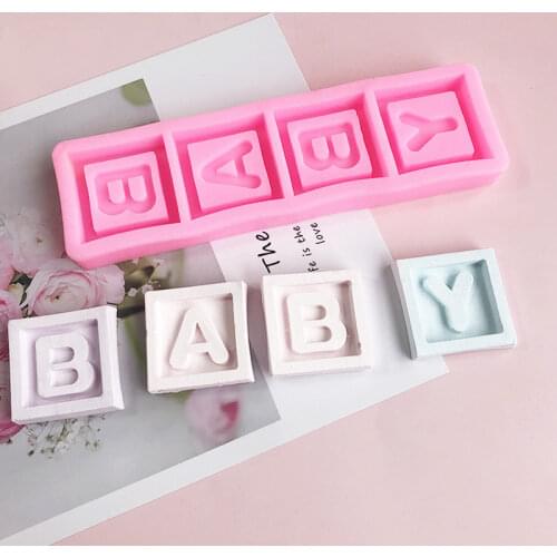 Baby Square Letter Silicone Mold Baking Tool Drop Glue Plaster Chocolate Flip Moulds Resin Candle Mold Cake Decorating Tools
