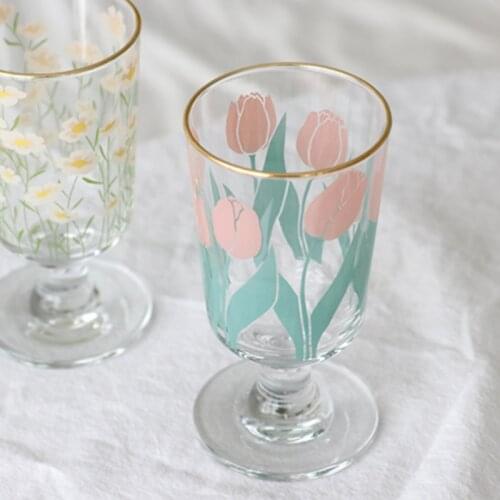 Breakfast Flower Milk Glass Cup Drink Coffee Mug Shot Glasses Champagne Goblet Glass Cup Mason Jar Szklanki Drinking Glasses