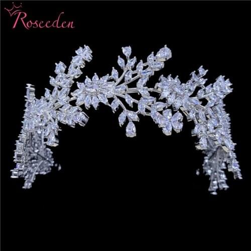 Luxury Wedding Headband Cubic Zircon CZ Bridal Wedding Soft Headband Hair Band Tiara Bride Hair Jewelry Accessories RE3661