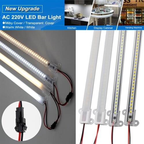 AC 220V LED Rigid Light Strip High Brightness 30cm/40cm SMD LED Fluorescent Floodlight Tube Bar Industries Showcase Display Lamp