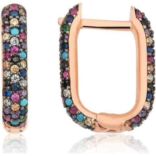 Tevuli 925 Sterling Silver Double Sided Mix Gemstone J Lady Earrings