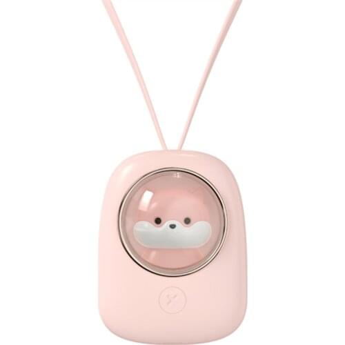 USB Hanging Neck Fan Portable Charging Low Noise Fan LED Night Light Space Capsule For Adults And Children Mini Cute Pet Fan