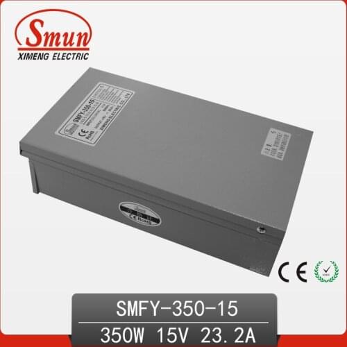 CE RoHS Approved 350W Metal Case Single Output Reliable Rainproof Switching Power Supply SMPS 350W 15V 23A (SMFY-350-15)