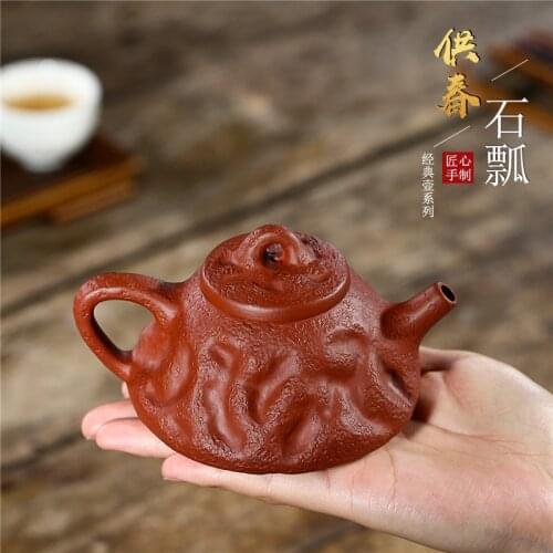 Yixing recommended manufacturers selling famous teapot manual dahongpao for spring stone gourd ladle pot a undertakes