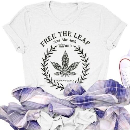 S-3XL Free The Leaf Clover Tee Summer Women Chic OOTD T-shirt Top Graphic Tees Women Harajuku Kawaii Clothes