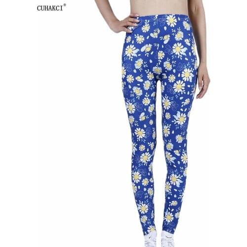 CUHAKCI Flower Printing Woman Pants Workout Legging Fitness Leggins Sportswear High Waist Tights Slim Legins Gym 2021