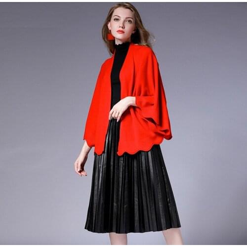 2018 Autumn new women knitwear Outerwar cardigan ruffles cloak tippet knit coat plus size fashion open stitch solid long sleeve