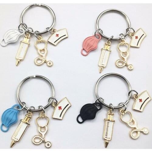1Pcs New Design Keychain Doctor Medical Tool Stethoscope Syringe Mask Key Ring Nurse Medical Student Gift Keychain Souvenir