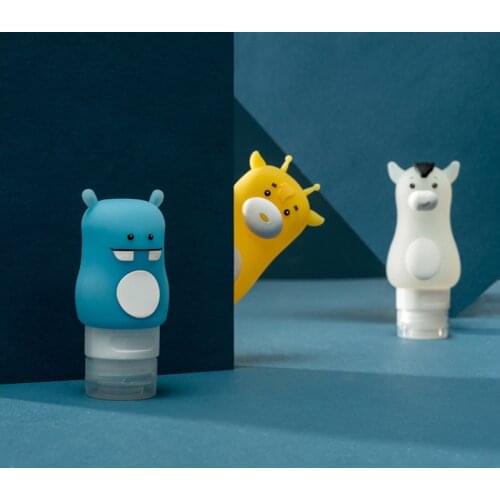 1pc Portable Cartoon Animal Cute Emulsion Dispensing Refillable Bottle Silicone Cosmetic Shampoo Container Beauty Travel Bottles