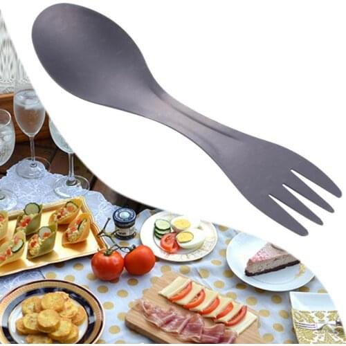 100% Pure Titanium Utensil Picnic Gadget Hiking Picnic Survival Outdoor Tableware Park Camping Picnic Spoon Fork Combo Cutlery