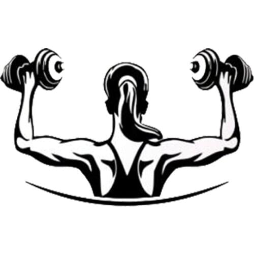 14.4*8.9CM Physical Fitness Fashion Female Athletes Car Stickers Personalized Vinyl Car Decals Black/Silver C7-0741