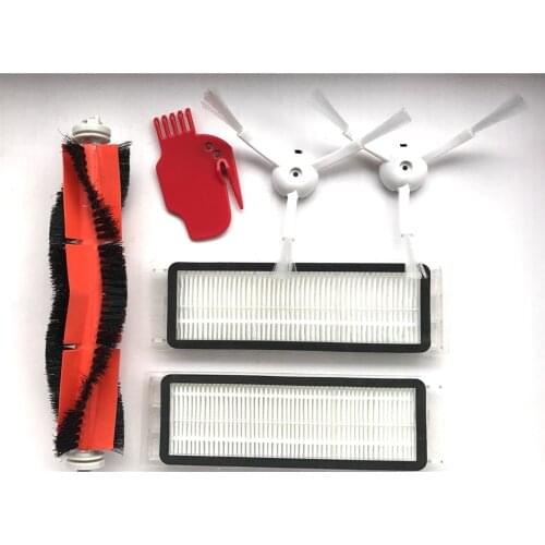 2pcs HEPA Filter+2 Side Brush + Main Brush Kit for Xiao mi Robot Vacuum Cleaner Spare Parts with Cleaning Tool Accessories