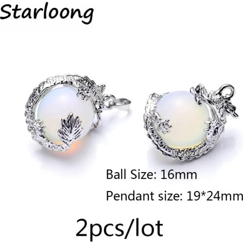 2pcs/lot new fashion round ball with dragon pendant white opal glass lampwork charm pendant for necklace DIY jewelry making