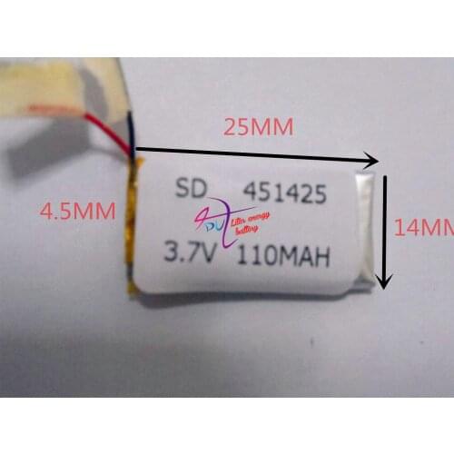 Best battery brand Size 451425 3.7V 110mah tablet battery with Protection Board For Bluetooth MP3 MP4 MP5 GPS Digital F