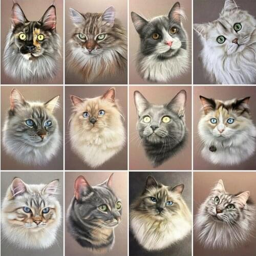 5D DIY Diamond Painting Cat Rhinestone Picture Diamond Embroidery Animals Mosaic Sale Home Decor Gift