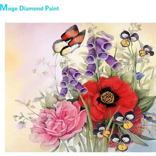 Butterfly & Rose Peony Flower Diamond Painting Round Full Drill Floral Nouveaute DIY Mosaic Embroidery 5D Cross Stitch Gifts