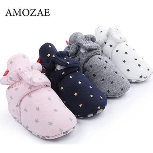 Newborn Baby Shoes Boy Girl Star Toddler First Walkers Booties Cotton Comfort Soft Anti-slip Warm Infant Crib