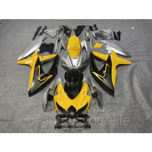 Brand new parts Injection Molding Fairing kit for SUZUKI K8 K9 GSXR 600 750 2008 2009 2010 black yellow gsxr600 fairings