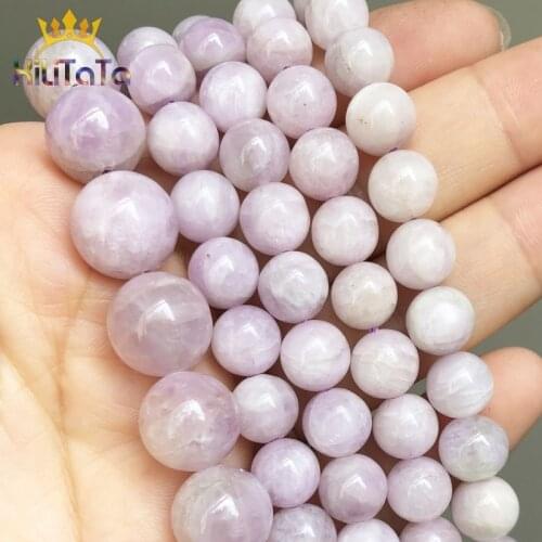 Natural Kunzite Purple Spodumene Stone Beads Round Gem Loose Beads For Jewelry Making DIY Bracelet Accessories 7.5'' 8/10/12mm
