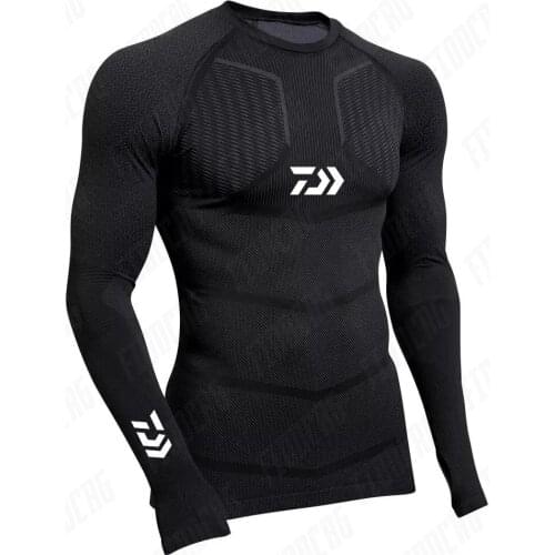 Daiwa Men Quick Dry Tactical T-Shirt Long Sleeve Army Military Shirt T Shirt Patchwork Plus Size Hunting Fishing T Shirts