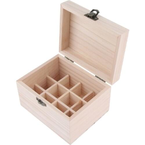Wooden Essential Oils Storage Box Organizer-Aromatherapy Displaying & Carrying Case, Holds 12 Bottles