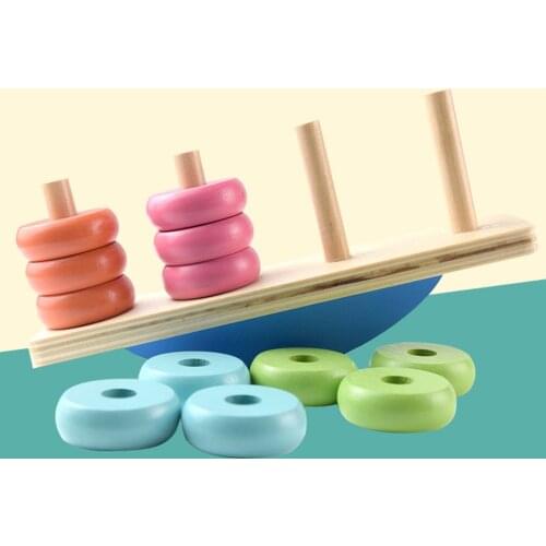 Kids Rainbow Stacking Baby Toy Stacking Blocks Wooden Balance Baby Toys