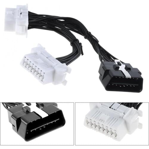 OBD-II Y Type One Drag Two 16 Pin Male to 2 16 Pin Female Diagnostic Adapter Car Connector Cable for Elm327 Adaptor