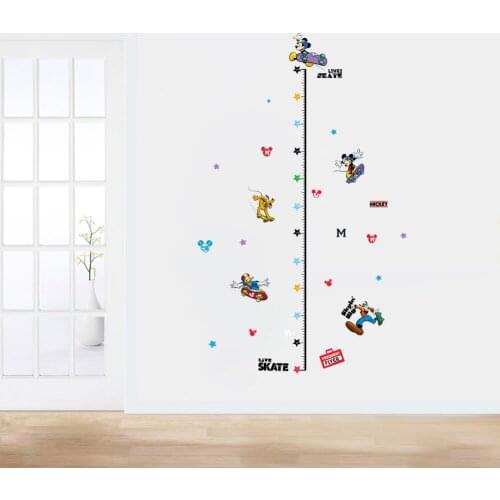 Disney Mickey Minnie Height Measure Wall Stickers For Kids Rooms Decor PVC Cartoon Growth Chart Wall Decals Diy Removable Poster