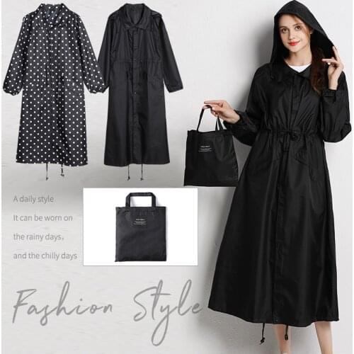 Zhouxiaoxi Long Raincoat Women Black Waterproof Windproof Hooded Light Hiking Rain Coat Ponchos Jacket Cloak Raingear