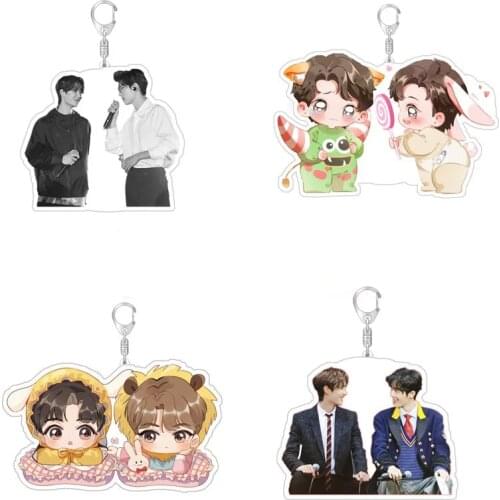 Anime Modaozushi Wuxian Lan Wangji Xiao Zhan Wang Yibo Cartoon Double-sided Acrylic Transparent Keychain Figure Gift Decoration