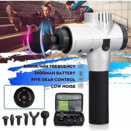 4000r/min 2600 mah 5 Gears Electronic Therapy Body Massage Gun Low Noise LED Massage Guns Body Muscles Relaxing Relief Pains