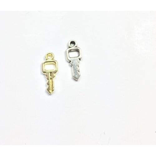 Eruifa 20pcs 12*6mm Mini Key Charms Zinc Alloy necklace,earring bracelet jewelry DIY handmade 2 colors