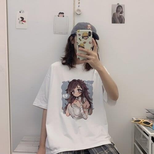 Japanese Anime T Shirt Women Summer Casual Short Sleeve Female Clothing Harajuku Ulzzang Tees Streetwear Tops Oversized T Shirt
