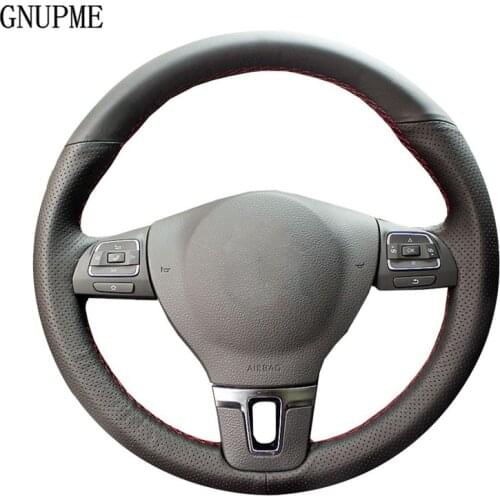 Black Artificia Leather Car Steering Wheel Cover for Volkswagen VW Golf 4 Passat B5 1996-2015 Seat Leon 1999-2015 Polo 1999-2015