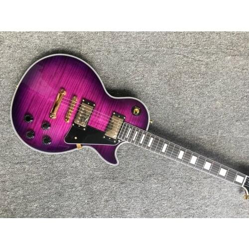 Custom electric guitar. purple color tiger flame guitarra. ebony fingerboard,gold hardware guitar