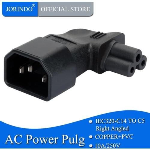 JORINDO IEC320 C14 TO C5 right turn 10A 110-250V IEC320 C14 male to C5 female IEC-320 PDU UPS power adaptor plug convert socket