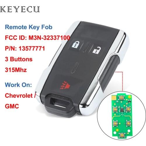 Keyecu Remote Car Key 3 Button 315Mhz for Chevrolet Silverado 1500 2500 3500 Suburban Tahoe Colorado for GMC Yukon Canyon Sierra