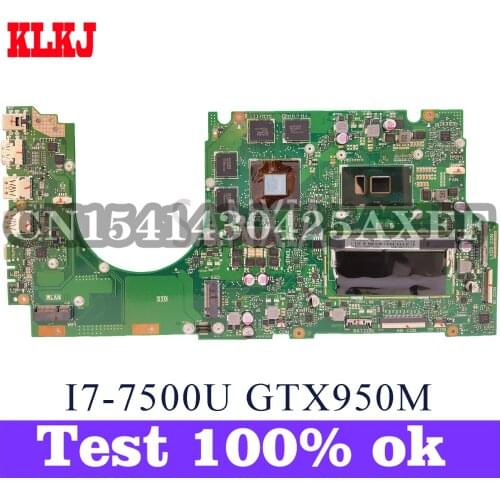 KLKJ UX510UWK Laptop Motherboard For ASUS ZenBook UX510UXK U5000U U5000UX Original Mainboard 8GB-RAM I7-7500U GTX950M